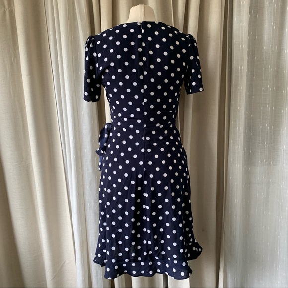 POLKA DOT RETRO BLUE AND WHITE MINI DRESS S - Picture 4 of 10